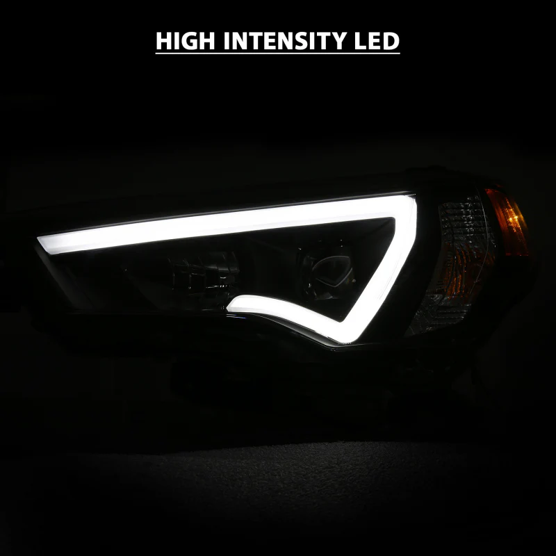 ANZO 14-18 Toyota 4 Runner Plank Style Projector Headlights Black w/ Amber - Image 7