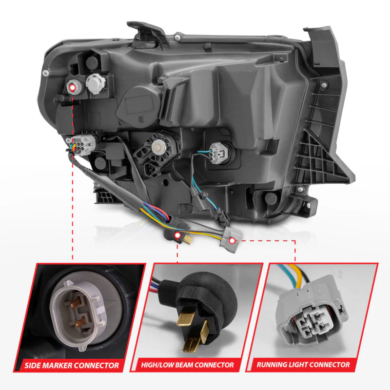 ANZO 14-21 Toyota Tundra (OE Halogen w/LED DRL) LED Crystal Headlights w/ Switchback & DRL - Blk - Image 10