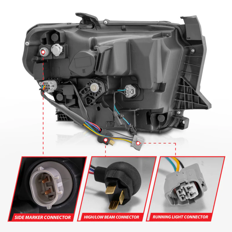 ANZO 14-21 Toyota Tundra (OE Halogen w/LED DRL) LED Crystal Headlights w/ Switchback & DRL - Blk - Image 8
