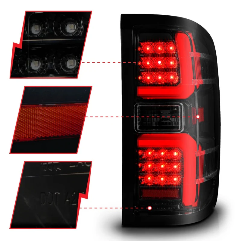 ANZO 15-19 Chevrolet Silverado 2500 HD/3500 HD LED Taillight w/ Sequential Black Housing/Smoke Lens - Image 12