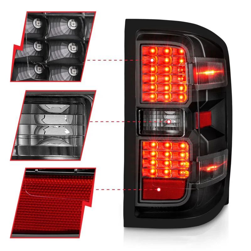 ANZO 15-19 Chevy Silverado 2500HD/3500HD (Factory Halogen Only) LED Tail Lights Black w/Clear Lens - Image 4