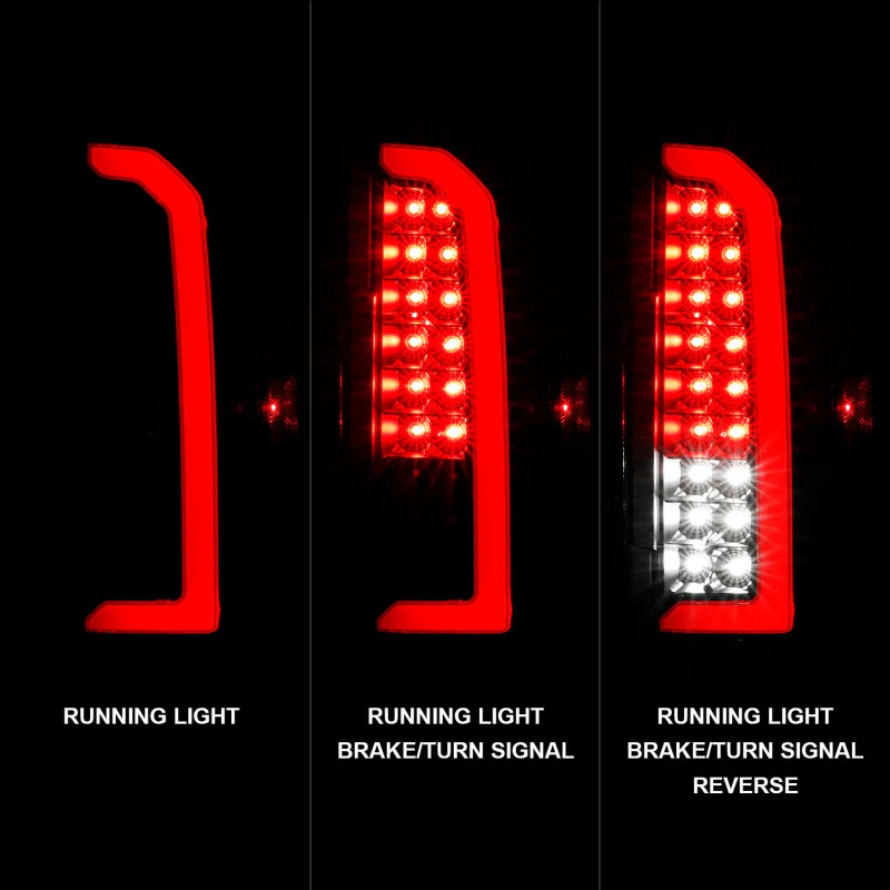 ANZO 15-21 Chevrolet Colorado Full LED Tail Lights w/ Red Lightbar Black Housing Clear Lens - Image 7