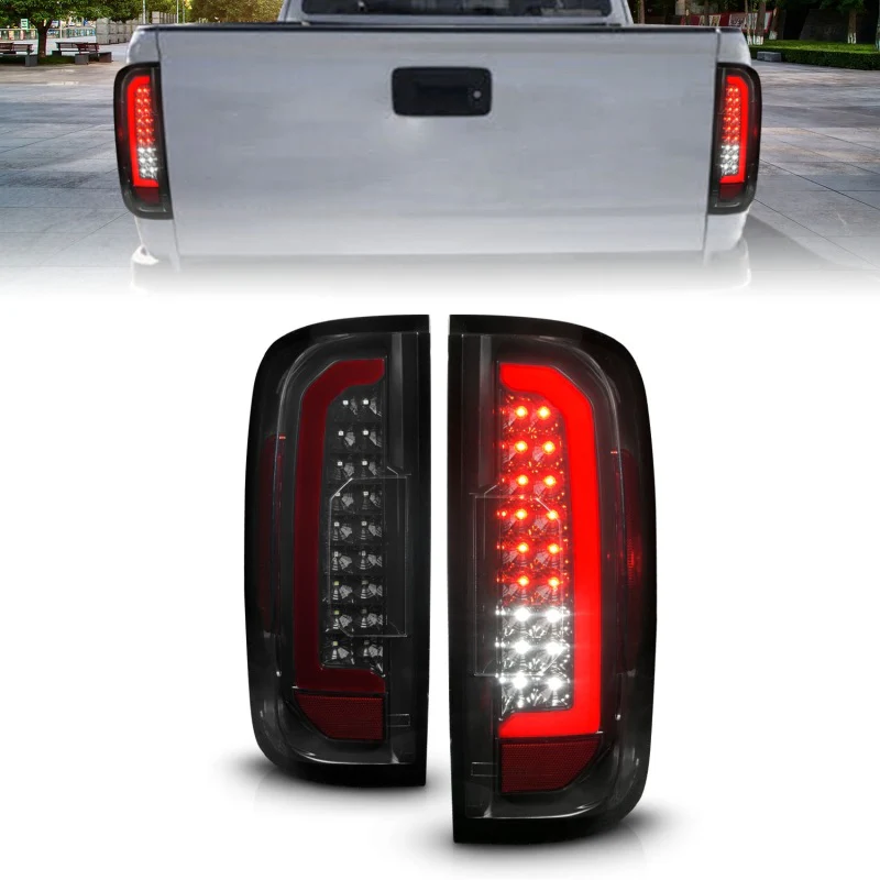 ANZO 15-21 Chevrolet Colorado Full LED Tail Lights w/ Red Lightbar Black Housing Smoke Lens - Image 2