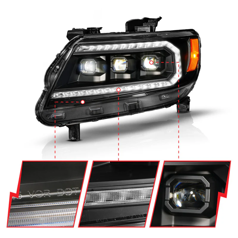 ANZO 15-22 Chevy Colorado Blk Housing Full LED DRL Projector Headlight w/ Sequential Light Bar - Image 4