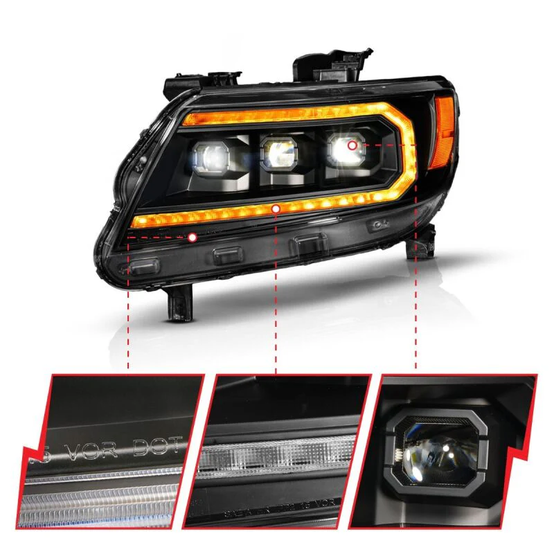 ANZO 15-22 Chevy Colorado Full LED Headlights w/ Initiation (Amber DRL) - Black - Image 6