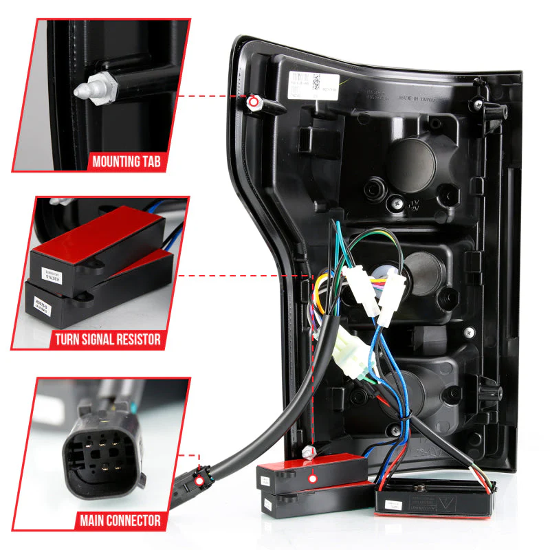 ANZO 18-19 Ford F-150 LED Taillight Black Housing Clear Lens Red Light Bar W/Sequential - Image 13