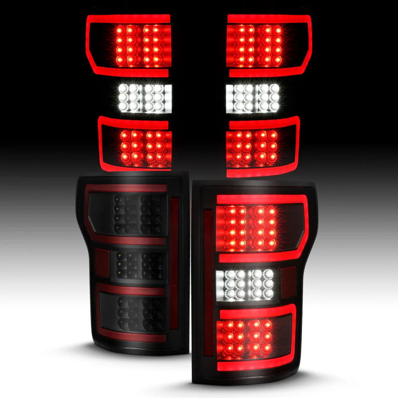 ANZO 18-19 Ford F-150 LED Taillight Black Housing Clear Lens Red Light Bar W/Sequential - Image 2