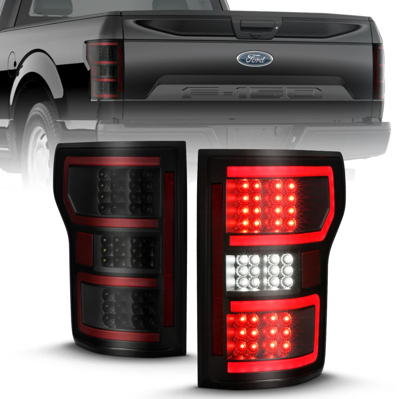 ANZO 18-19 Ford F-150 LED Taillight Black Housing Clear Lens Red Light Bar W/Sequential - Image 4