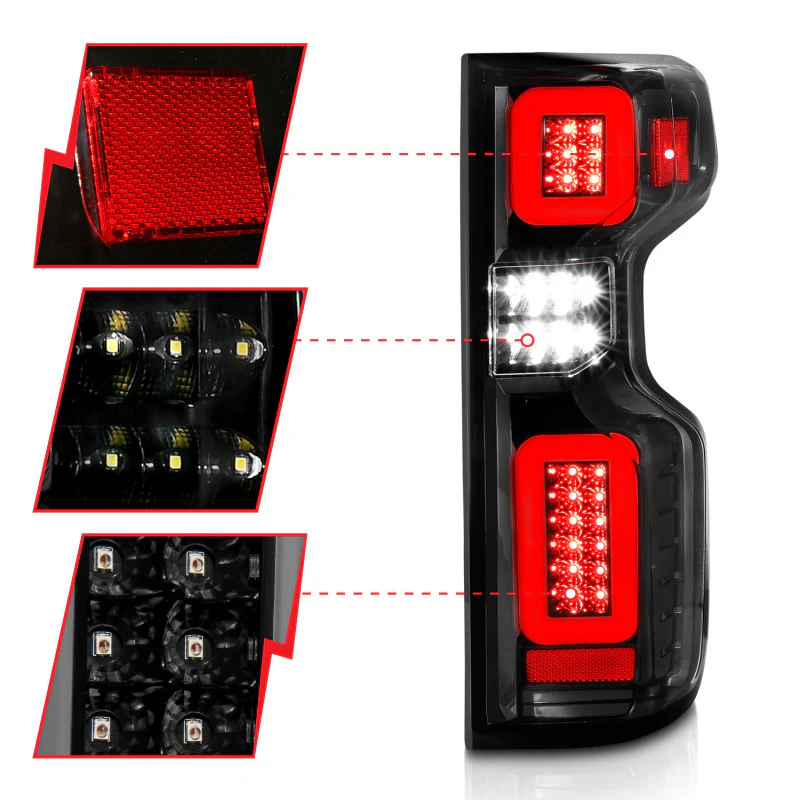 ANZO 19-21 Chevy Silverado Full LED Taillights Black Housing Clear Lens G2 (w/C light Bars) - Image 12