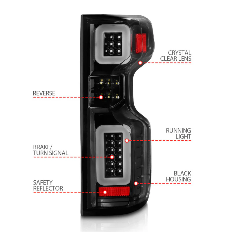 ANZO 19-21 Chevy Silverado Full LED Taillights Black Housing Clear Lens G2 (w/C light Bars) - Image 3