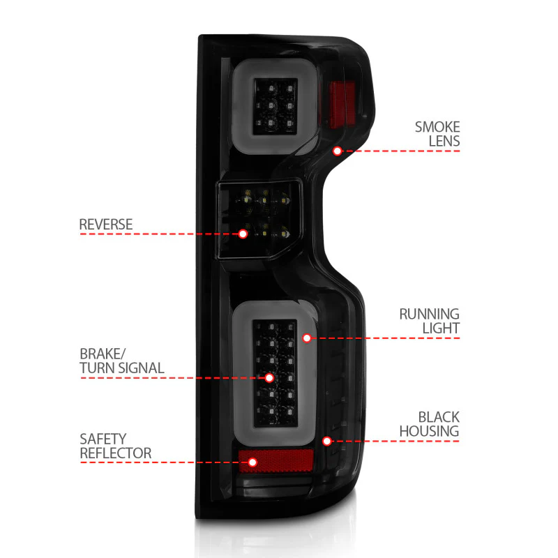 ANZO 19-21 Chevy Silverado Full LED Taillights Black Housing Smoke Lens G2 (w/C light Bars) - Image 9