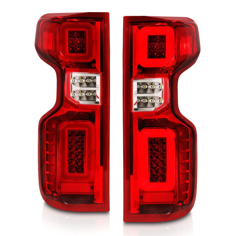 ANZO 19-21 Chevy Silverado Full LED Taillights Chrome Housing Red/Clear Lens G2 (w/C light Bars) - Image 5