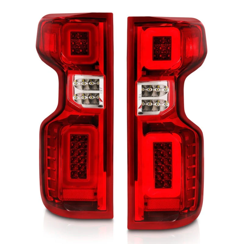 ANZO 19-21 Chevy Silverado Full LED Taillights Chrome Housing Red/Clear Lens G2 (w/C light Bars) - Image 7