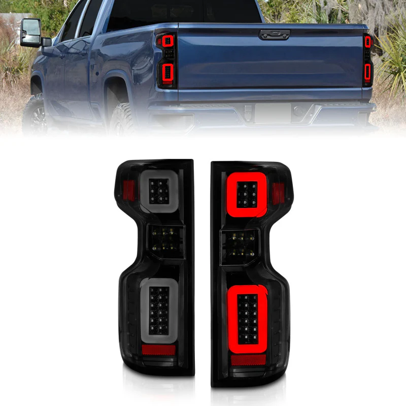 ANZO 19-21 Chevy Silverado Work Truck Full LED Taillights Blk Housing Smoke Lens G2 (w/C light Bars) - Image 2