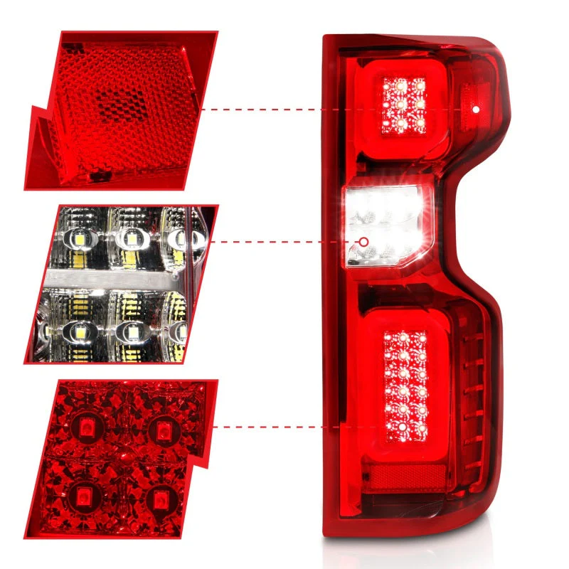 ANZO 19-21 Chevy Silverado Work Truck Full LED Taillights Chrome Housing Red Lens G2(w/C light Bars) - Image 13