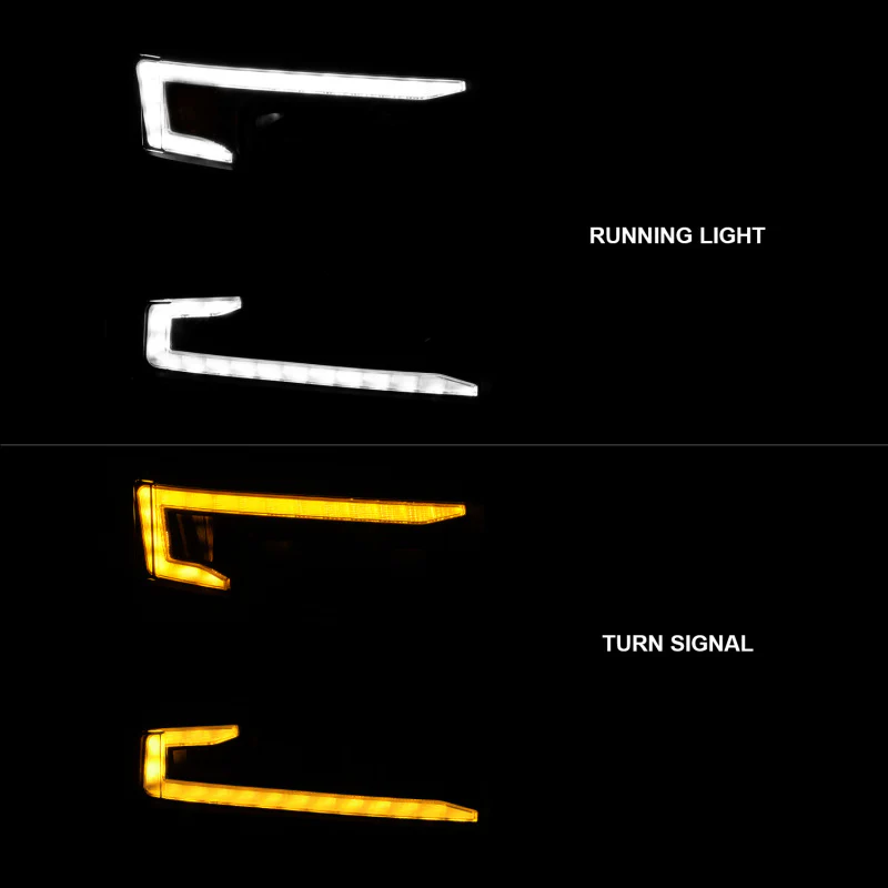 ANZO 19-22 Chevrolet Silverado 1500 LED Proj HL w/Lgt Bar SwBk Seq. Blk w/In. Light - Passenger Side - Image 7