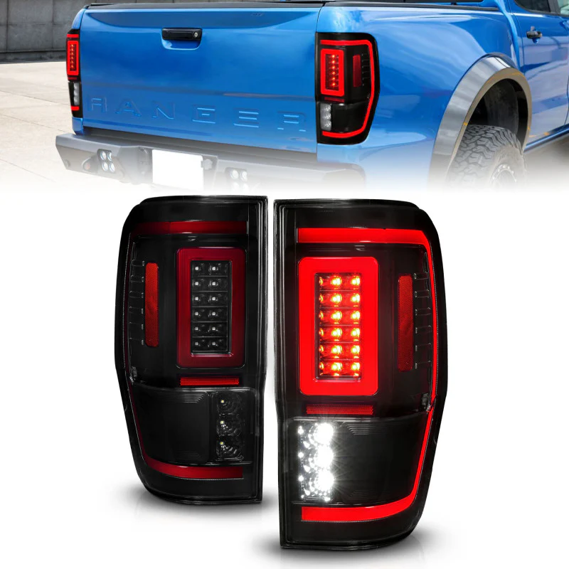 ANZO 19-22 Ford Ranger Full LED Taillights w/ Lightbar Sequential Signal Black Housing/Smoke Lens - Image 2