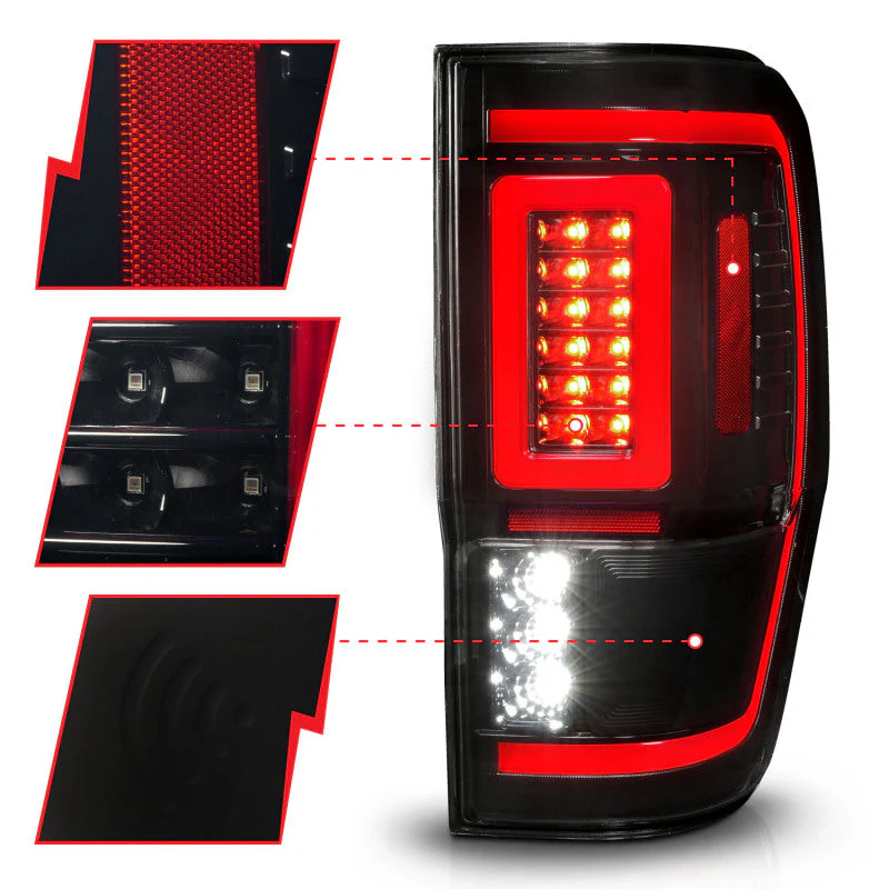 ANZO 19-22 Ford Ranger Full LED Taillights w/ Lightbar Sequential Signal Black Housing/Smoke Lens - Image 5