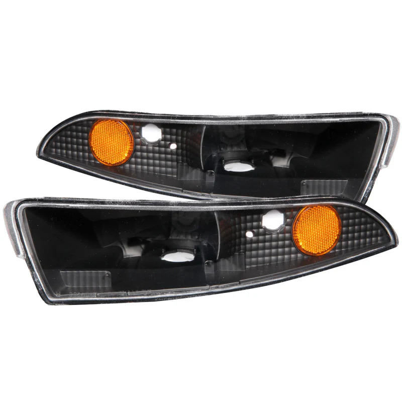 ANZO 1993-2002 Chevrolet Camaro Euro Parking Lights Black w/ Amber Reflector - Image 2