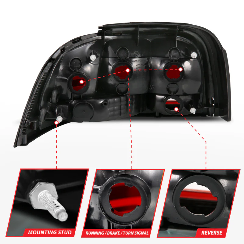 ANZO 1994-1998 Ford Mustang Taillight Dark Red Lens (OE Style) - Image 10