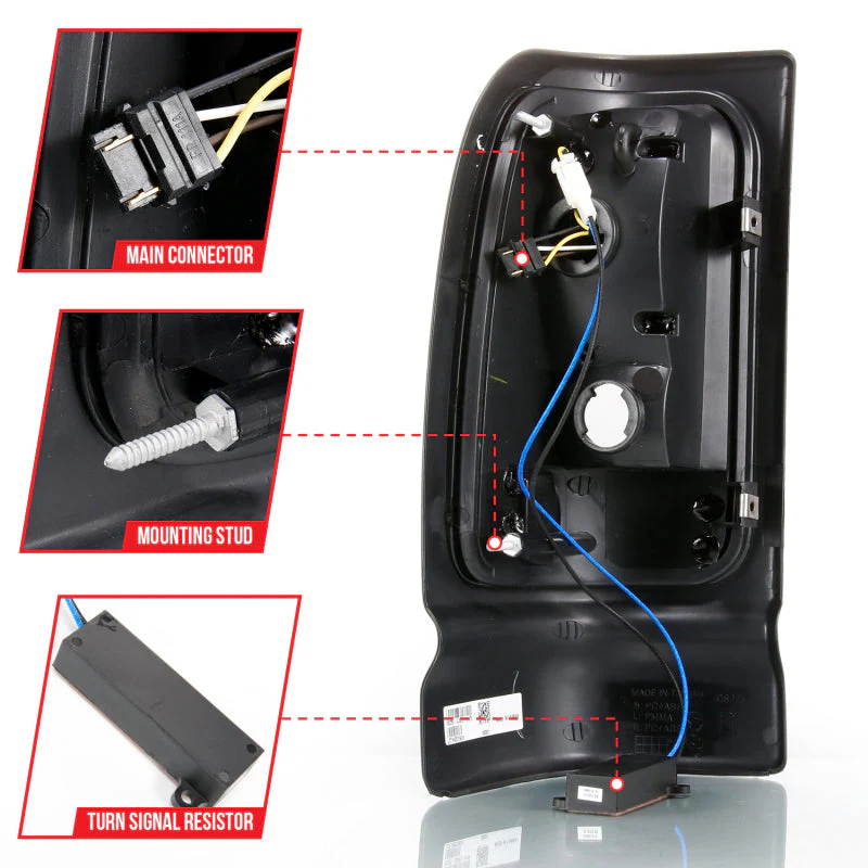ANZO 1994-2001 Dodge Ram 1500 LED Taillights Plank Style Black w/Clear Lens - Image 15