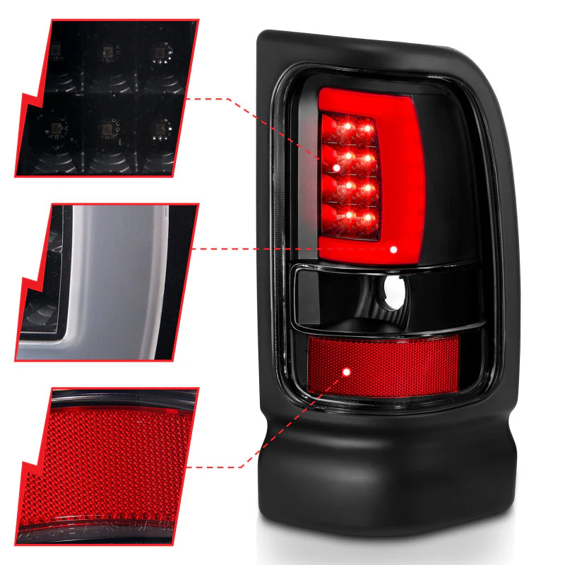 ANZO 1994-2001 Dodge Ram 1500 LED Taillights Plank Style Black w/Clear Lens - Image 9