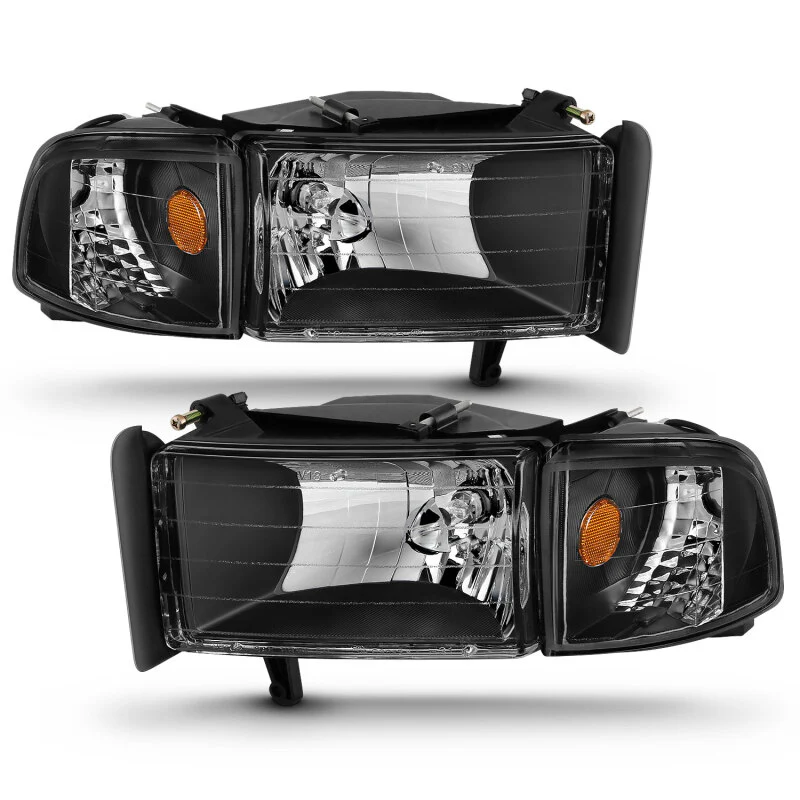 ANZO 1994-2001 Dodge Ram Crystal Headlights Black - Image 2