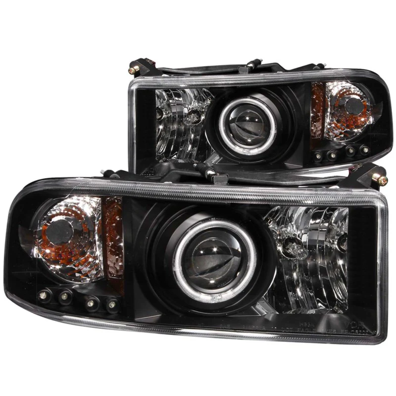 ANZO 1994-2001 Dodge Ram Projector Headlights w/ Halo Black - Image 2