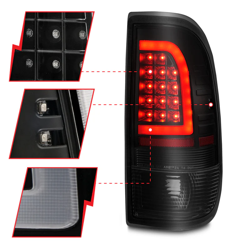 ANZO 1997-2003 Ford F-150 LED Tail Lights w/ Light Bar Black Housing Smoke Lens - Image 5