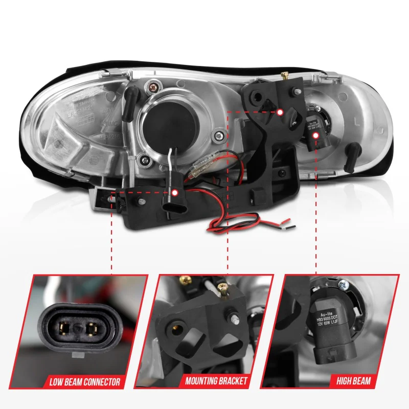ANZO 1998-2002 Chevrolet Camaro Projector Headlights w/ Halo Black - Image 10