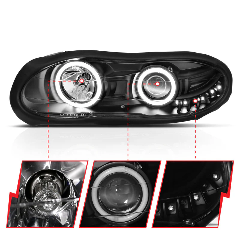 ANZO 1998-2002 Chevrolet Camaro Projector Headlights w/ Halo Black - Image 9