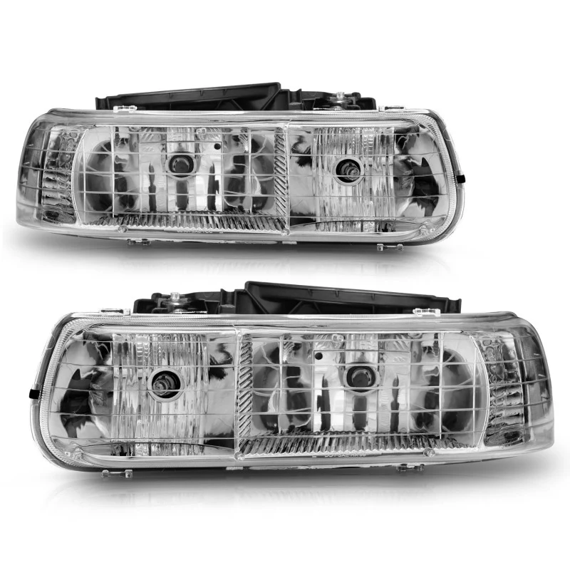 ANZO 1999-2002 Chevrolet Silverado 1500 Crystal Headlights Chrome - Image 14