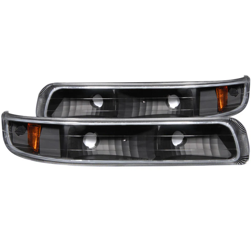 ANZO 1999-2002 Chevrolet Silverado 1500 Euro Parking Lights Black w/ Amber Reflector - Image 2