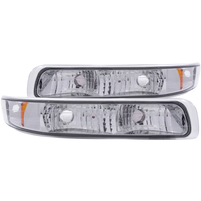ANZO 1999-2002 Chevrolet Silverado 1500 Euro Parking Lights Chrome w/ Amber Reflector - Image 2
