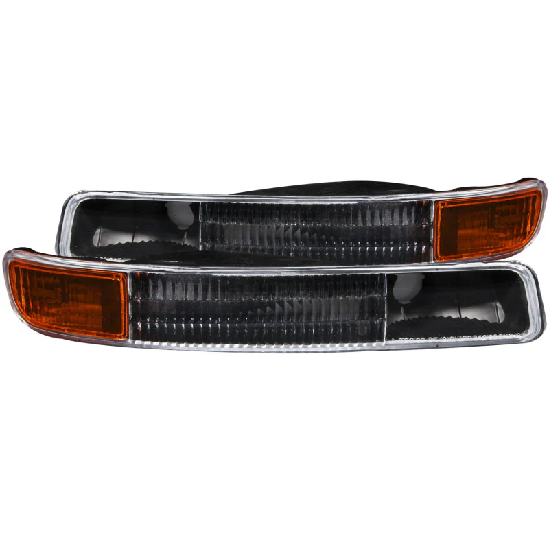 ANZO 1999-2006 GMC Sierra 1500 Euro Parking Lights Black w/ Amber Reflector - Image 2