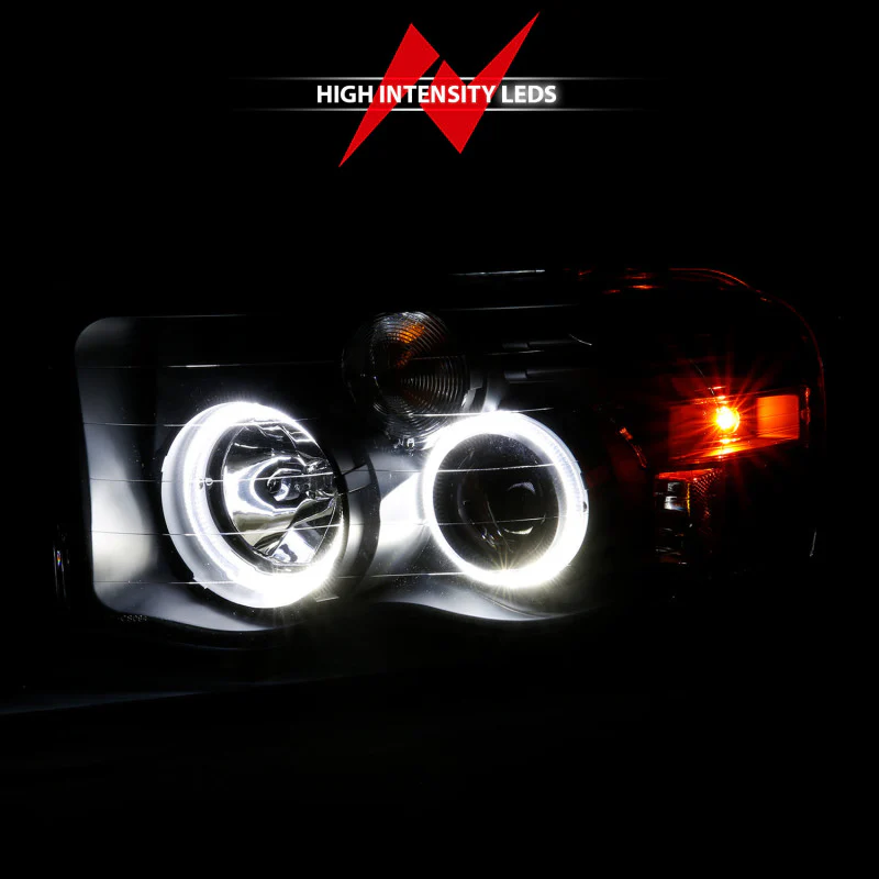 ANZO 2002-2005 Dodge Ram 1500 Projector Headlights w/ Halo Black Clear Amber - Image 6