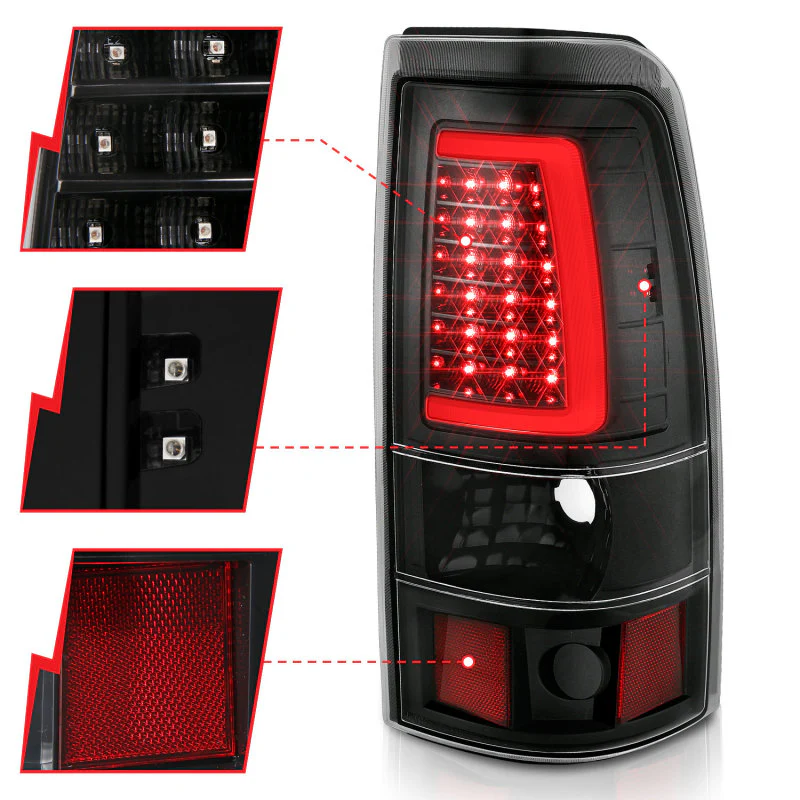 ANZO 2003-2006 Chevy Silverado 1500 LED Taillights Plank Style Black w/Clear Lens - Image 5