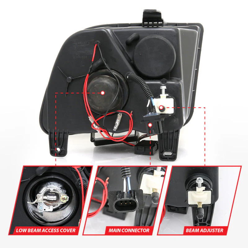 ANZO 2005-2009 Ford Mustang Projector Headlights w/ Halo Black - Image 15