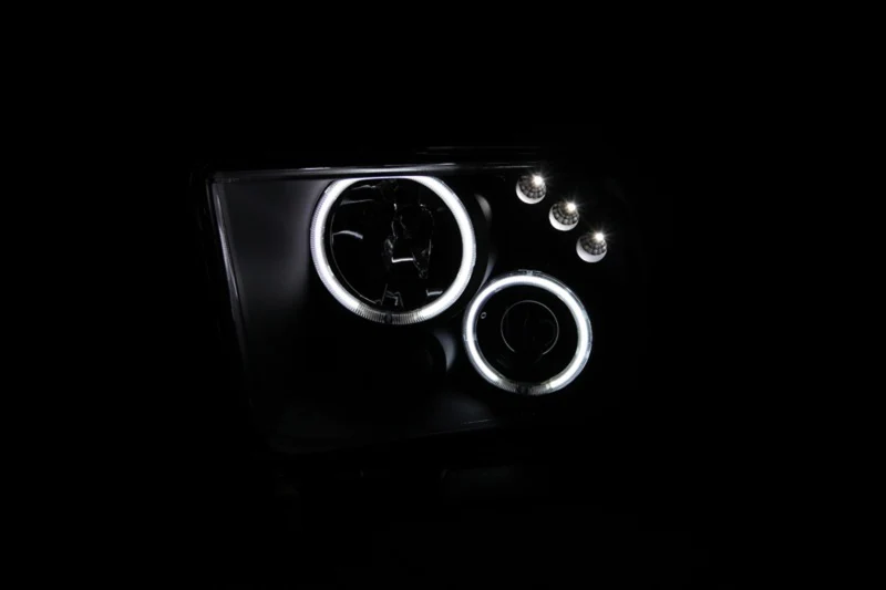 ANZO 2005-2009 Ford Mustang Projector Headlights w/ Halo Black - Image 3
