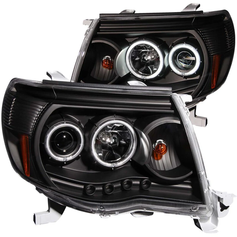 ANZO 2005-2011 Toyota Tacoma Projector Headlights w/ Halo Black - Image 3