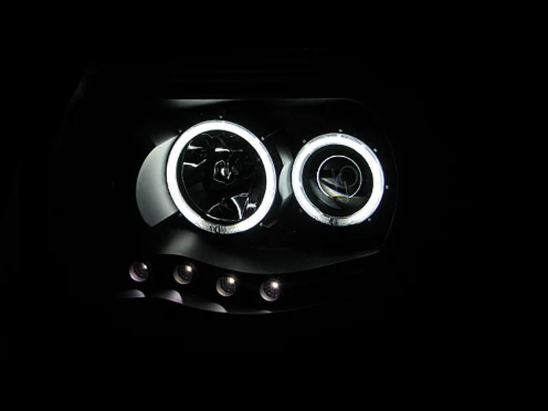 ANZO 2005-2011 Toyota Tacoma Projector Headlights w/ Halo Black - Image 4