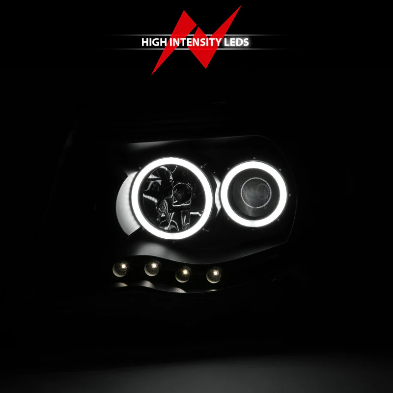 ANZO 2005-2011 Toyota Tacoma Projector Headlights w/ Halo Black - Image 6