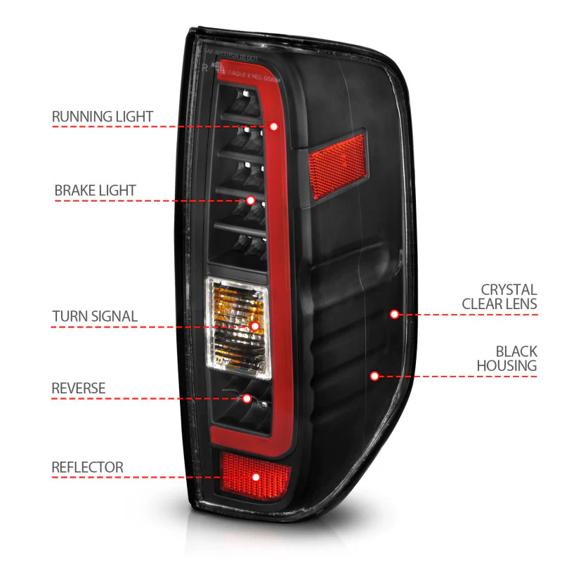 ANZO 2005-2021 Nissan Frontier LED Taillights Black Housing/Clear Lens - Image 12