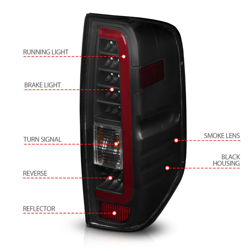 ANZO 2005-2021 Nissan Frontier LED Taillights Black Housing/Smoke Lens - Image 9