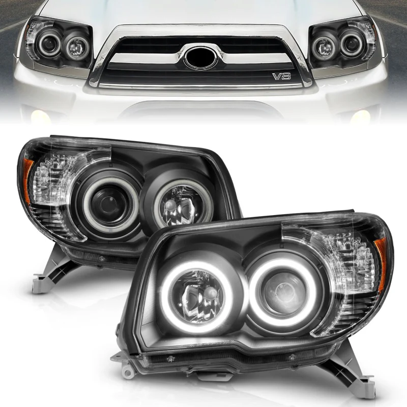 ANZO 2006-2009 Toyota 4Runner Projector Headlights w/ Halo Black - Image 2