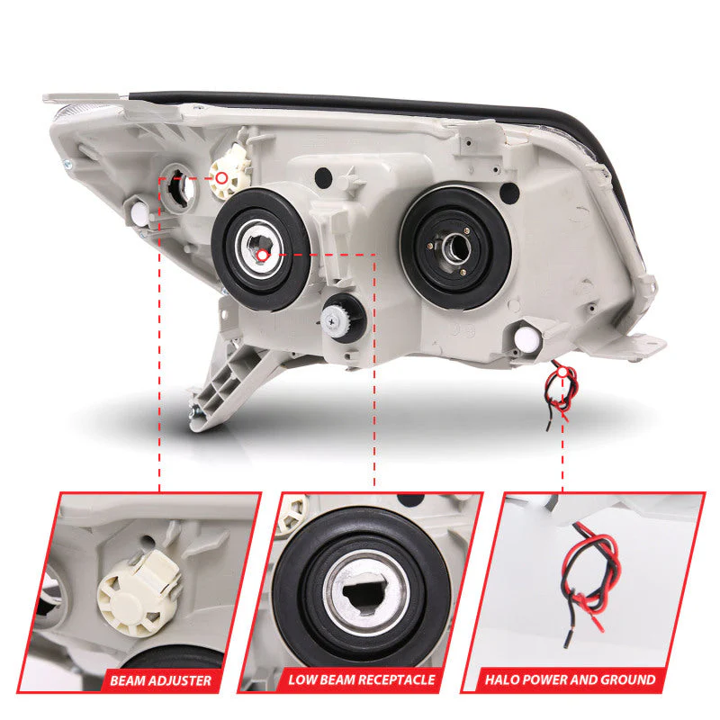 ANZO 2006-2009 Toyota 4Runner Projector Headlights w/ Halo Black - Image 4