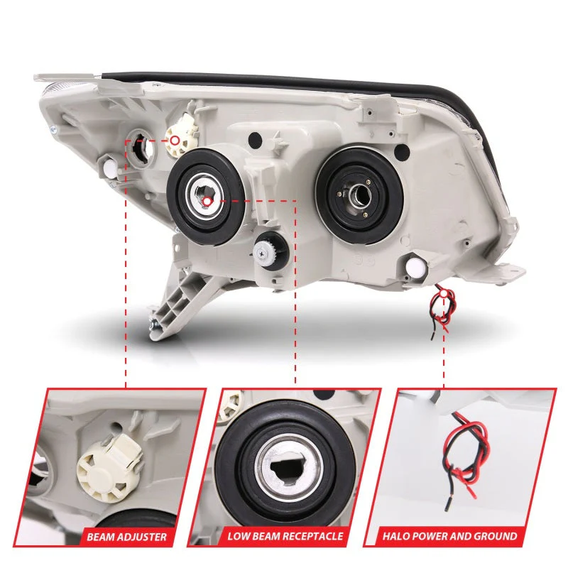 ANZO 2006-2009 Toyota 4Runner Projector Headlights w/ Halo Black - Image 8