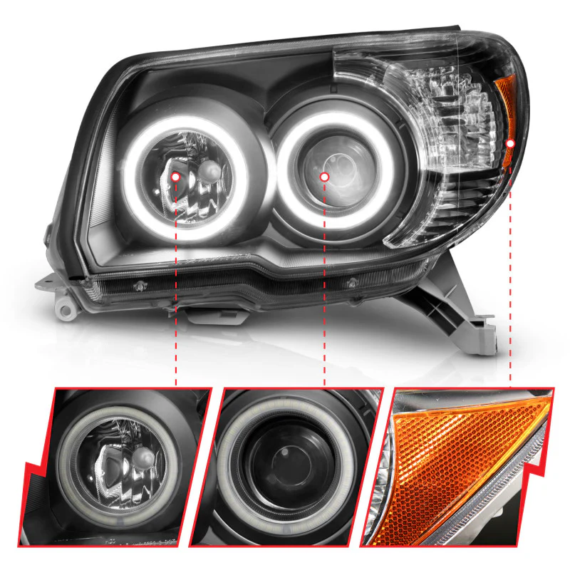 ANZO 2006-2009 Toyota 4Runner Projector Headlights w/ Halo Black - Image 9