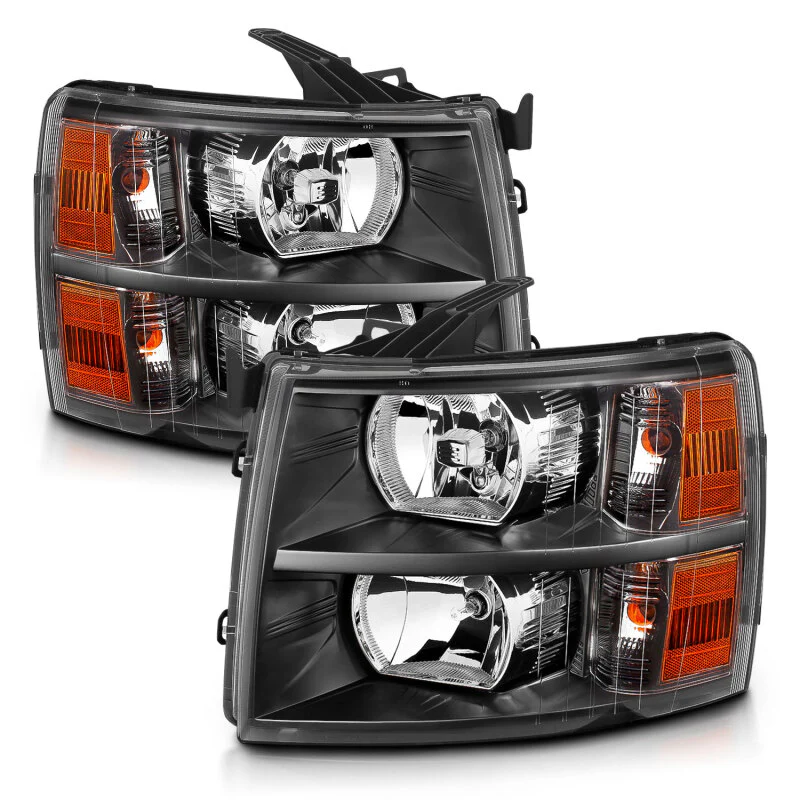 ANZO 2007-2013 Chevrolet Silverado Crystal Headlights Black - Image 2