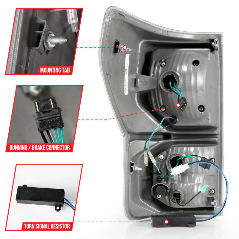 ANZO 2007-2013 Toyota Tundra LED Taillights Plank Style Black w/Clear Lens - Image 16